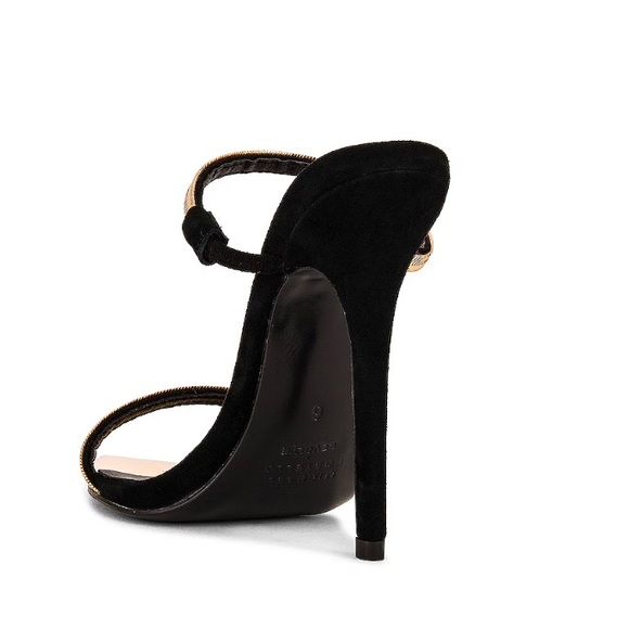 Michael Costello x REVOLVE Gwenn Sandal in Black gold high heels shoes suede 7 - Picture 4 of 16